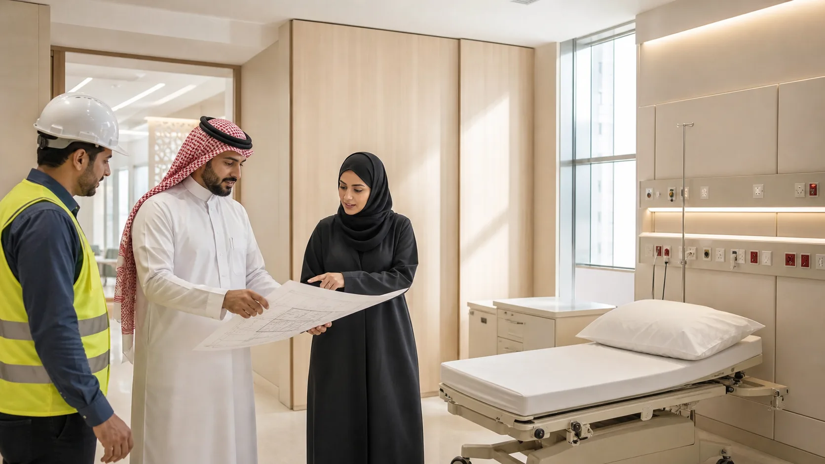 فريق مشروع سعودي يراجع تجهيز عيادة حديثة